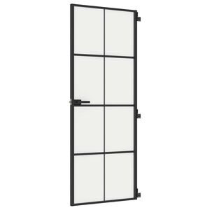vidaXL Puerta interior delgada negra vidrio y aluminio 76x201,5 cm