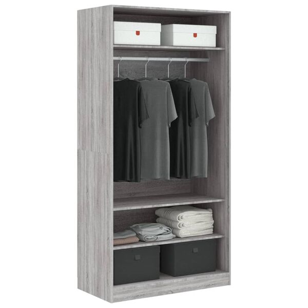 vidaXL Armario de madera contrachapada gris Sonoma 100x50x200 cm