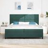 vidaXL Cama Box Spring LED con colch&oacute;n Verde oscuro 200 x 200 cm tela