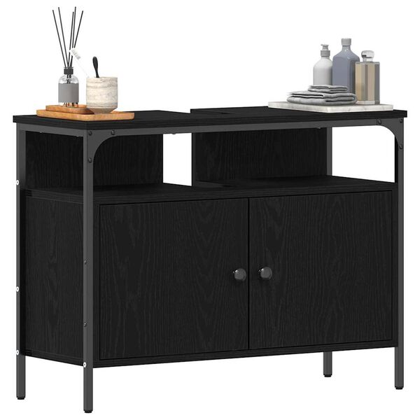 vidaXL Gabinete de Lavabo para Ba&ntilde;o Roble negro 80 x 30 x 60 cm
