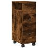 vidaXL Armario de ba&ntilde;o estrecho con ruedas madera roble ahumado