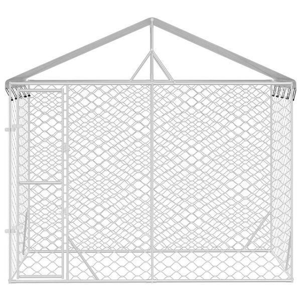 vidaXL Perrera exterior con toldo acero galvanizado plata 3x1,5x2,5 m