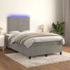 vidaXL Cama box spring colch&oacute;n y LED terciopelo gris claro 120x200 cm