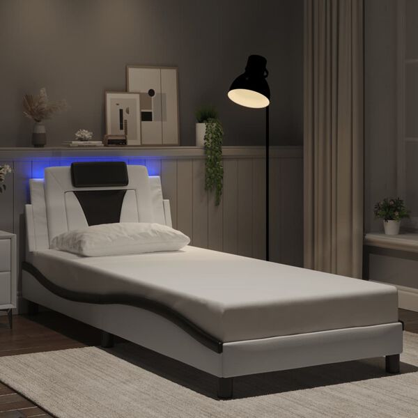 vidaXL Estructura de cama Viana con LED sin colch&oacute;n blanco negro 80x200 cm