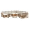 vidaXL Conjunto de sof&aacute;s de exterior 12 uds. 11 plaza Natural y Crema
