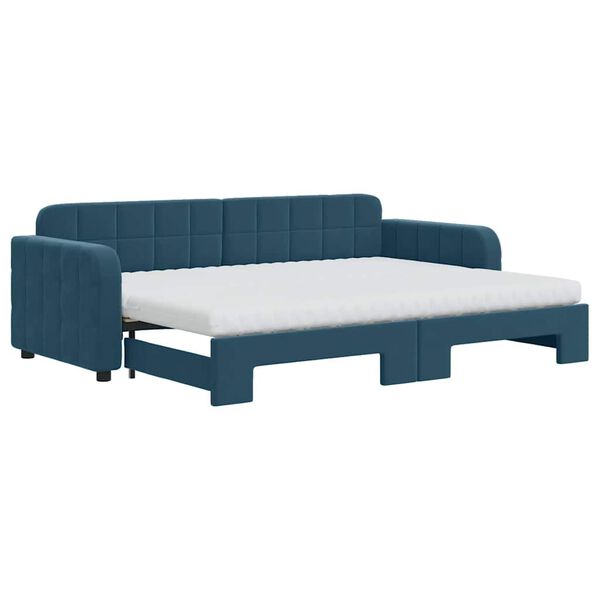 vidaXL Sof&aacute; cama nido con colch&oacute;n terciopelo azul 80x200 cm
