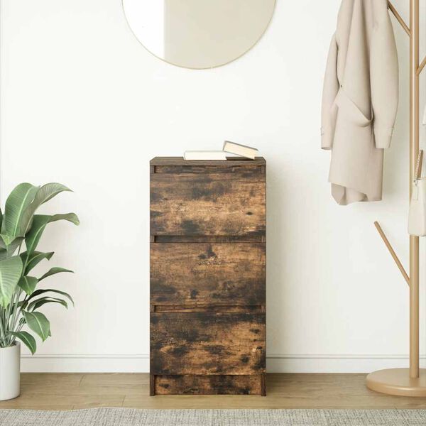 vidaXL Aparador roble ahumado 37,5x35x76 cm madera de ingeniería