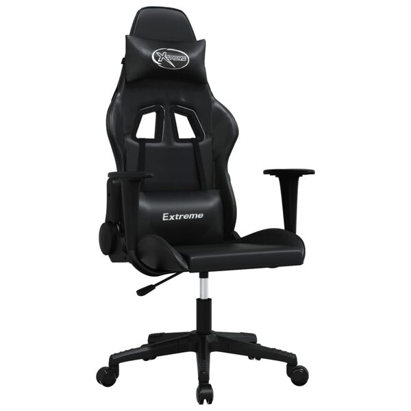 vidaXL Silla gaming con masaje cuero sint&eacute;tico negro