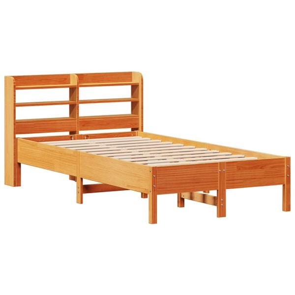 vidaXL Estructura de cama sin colch&oacute;n madera maciza marr&oacute;n 120x190 cm