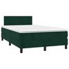 vidaXL Cama box spring colch&oacute;n y LED terciopelo verde oscuro 120x190cm