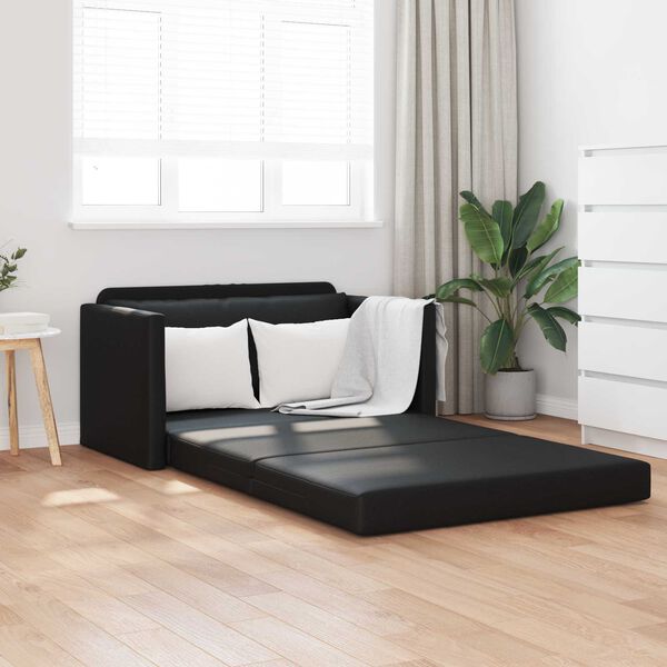 vidaXL Sof&aacute; cama 110cm Negro Cuero artificial