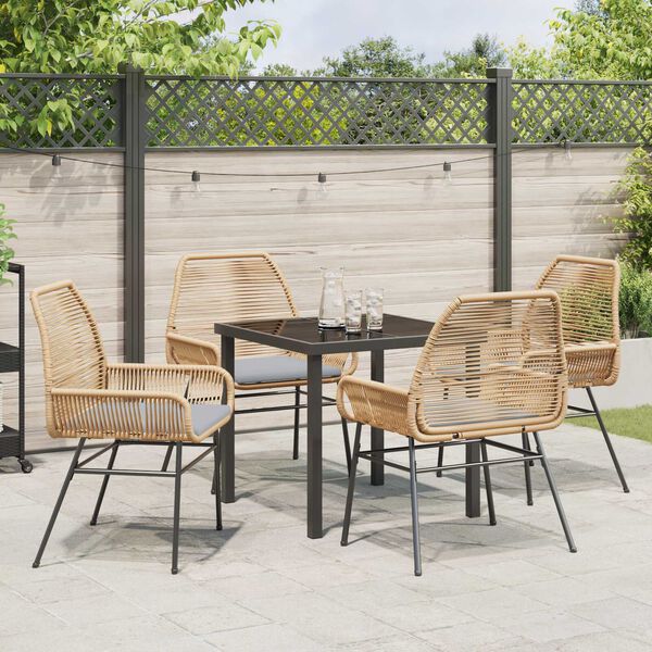 vidaXL Conjunto de Comedor de Jard&iacute;n 5 pcs Marr&oacute;n rat&aacute;n sint&eacute;tico