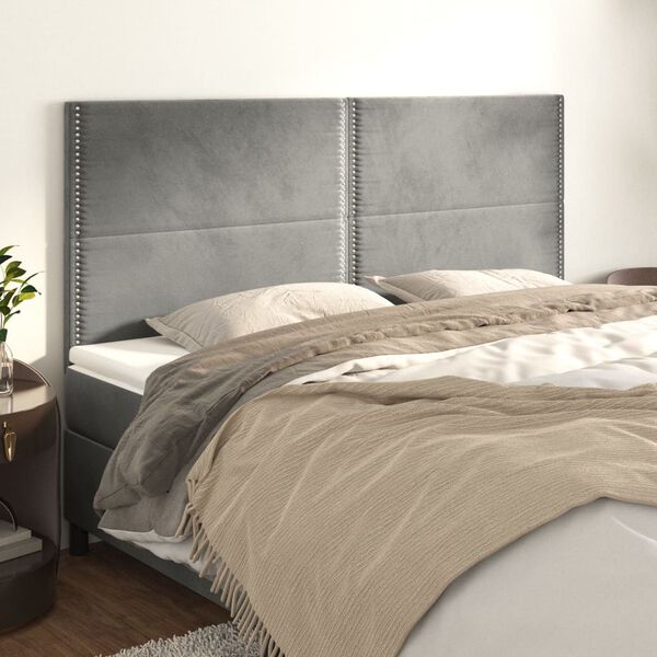 vidaXL Cabecero gris claro 160x5x118/128 cm terciopelo
