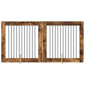 vidaXL Puerta de perro con soportes 2 pcs Roble Ahumado 100 x 100 cm