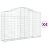 vidaXL Cestas de gaviones 4 uds forma de arco hierro 200x30x120/140 cm