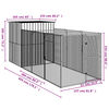 vidaXL Caseta de perros con corral acero galvanizado 165x455x181 cm
