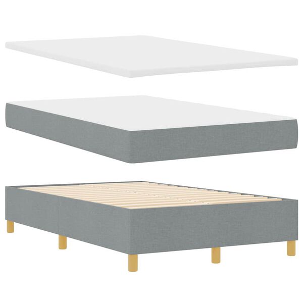 vidaXL Cama tipo Box Spring con colch&oacute;n Gris claro 120 x 190 cm tela
