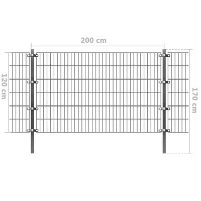 vidaXL Panel de valla y postes hierro recubrimiento polvo gris 6x1,2 m