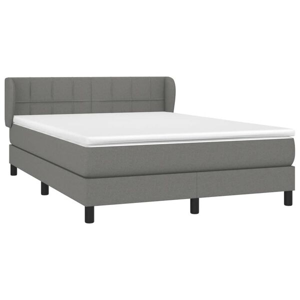 vidaXL Cama box spring con colch&oacute;n tela gris oscuro 140x200 cm