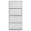 vidaXL Mueble zapatero con espejo 4 niveles gris hormig&oacute;n 63x17x134 cm