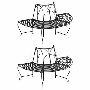 vidaXL Banco de jard&iacute;n semicircular 2 uds de acero negro &Oslash;159