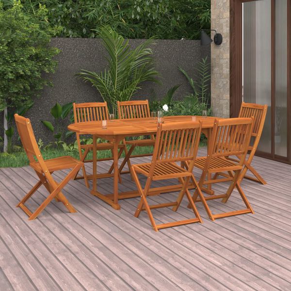vidaXL Juego comedor de jard&iacute;n 7 pzas madera maciza acacia 180x90x75cm