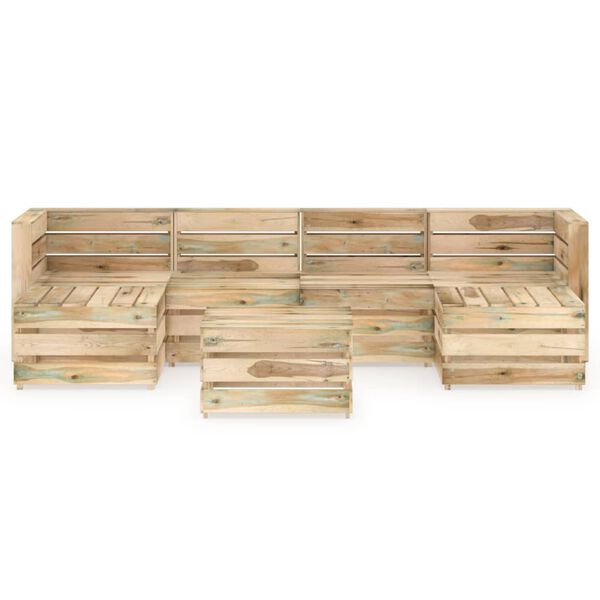 vidaXL Set de muebles de jard&iacute;n 7 pzas madera de pino impregnada verde