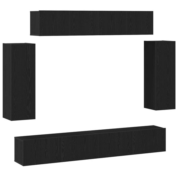 vidaXL Conjunto de mueble de TV 6 pcs Roble Negro 100 x 30 x 30 cm