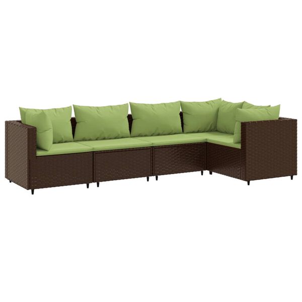 vidaXL Set muebles de jardín 5 piezas y cojines ratán sintético marrón