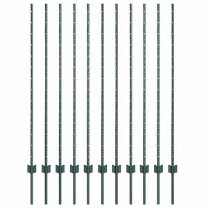 vidaXL Poste de Valla 11 pcs Verde 140 cm Acero