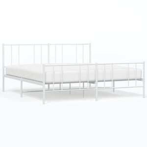 vidaXL Estructura cama sin colch&oacute;n con estribo metal blanco 193x203 cm