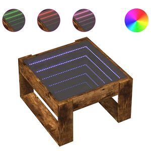 vidaXL Mesa de centro con Infinity LED roble ahumado 50x53x30 cm
