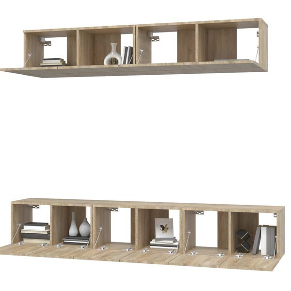 vidaXL Set de muebles para TV 5 pzas madera contrachapada roble Sonoma