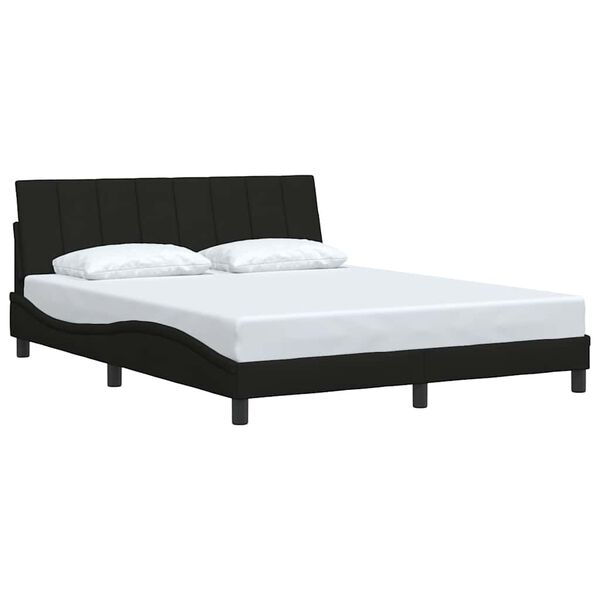 vidaXL Estructura de cama sin colch&oacute;n Hanko tela negro 160x200 cm