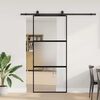 vidaXL Puerta corredera con herrajes negro 90x205 cm vidrio templado