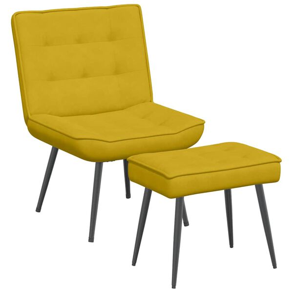 vidaXL Sillón de relax con taburete terciopelo amarillo