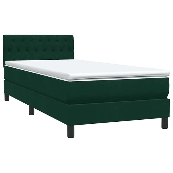 vidaXL Cama box spring con colch&oacute;n terciopelo verde oscuro 100x220 cm