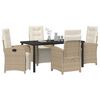 vidaXL Conjunto de Comedor de Jard&iacute;n 5 pcs Beige rat&aacute;n sint&eacute;tico