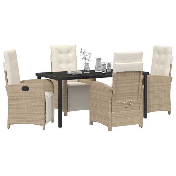 vidaXL Conjunto de Comedor de Jard&iacute;n 5 pcs Beige rat&aacute;n sint&eacute;tico