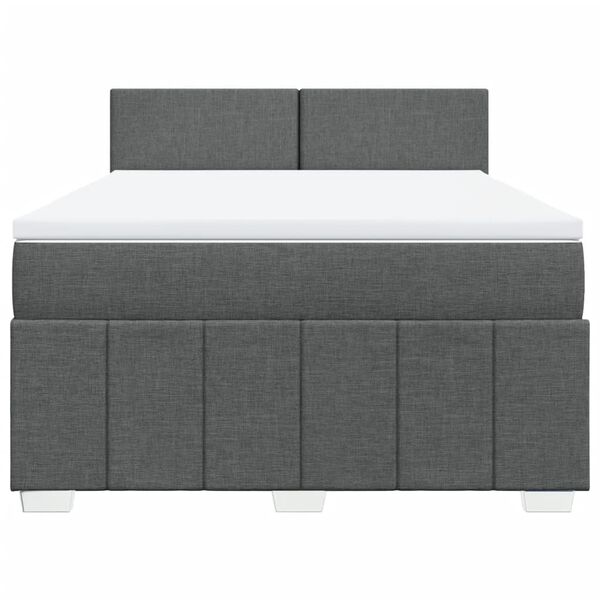 vidaXL Cama box spring con colch&oacute;n tela gris oscuro 160x200 cm