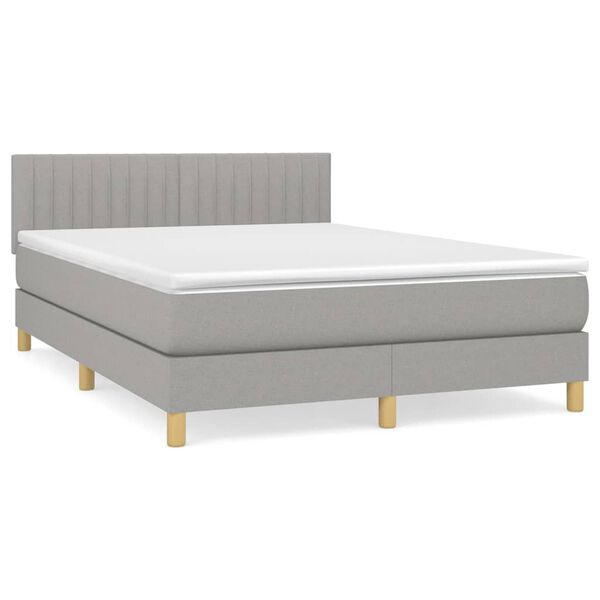 vidaXL Cama box spring con colch&oacute;n tela gris claro 140x200 cm