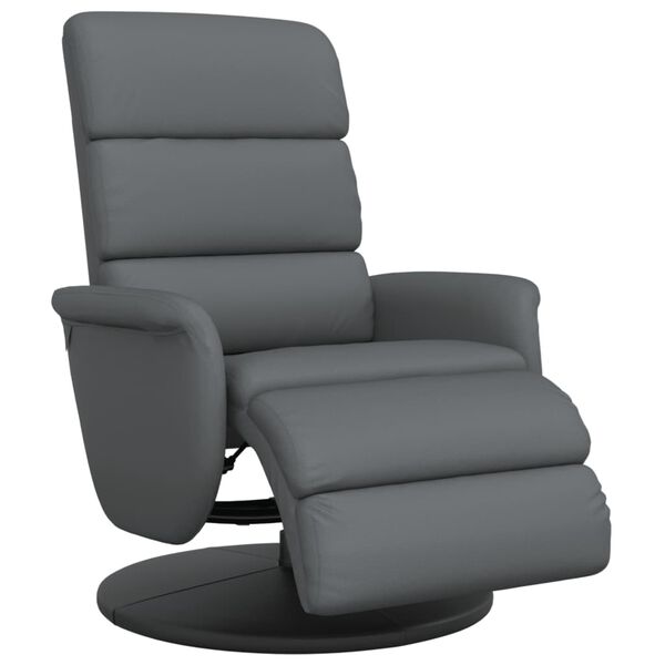 vidaXL Sill&oacute;n reclinable con reposapi&eacute;s cuero sint&eacute;tico gris