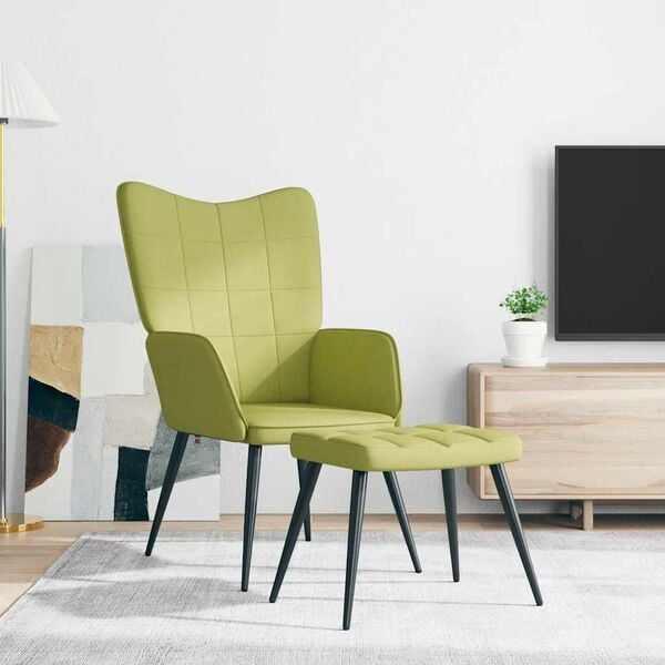 vidaXL Sill&oacute;n de relax con reposapi&eacute;s tela verde