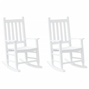 vidaXL Mecedoras para ni&ntilde;os 2 uds madera maciza de &aacute;lamo blancas