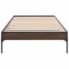 vidaXL Estructura cama madera ingenier&iacute;a metal roble marr&oacute;n 75x190 cm