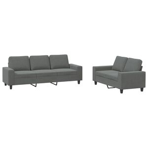 vidaXL Juego de sof&aacute;s 2 piezas tela gris oscuro