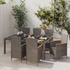 vidaXL Set de comedor jard&iacute;n 7 pzas cojines rat&aacute;n sint&eacute;tico negro gris