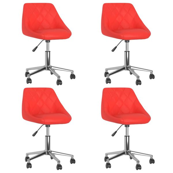 vidaXL Sillas de comedor giratorias 4 unidades cuero sint&eacute;tico rojo