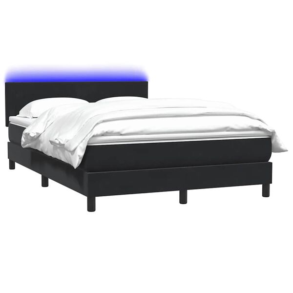 vidaXL Cama box spring con colch&oacute;n y LED terciopelo negro 140x210 cm
