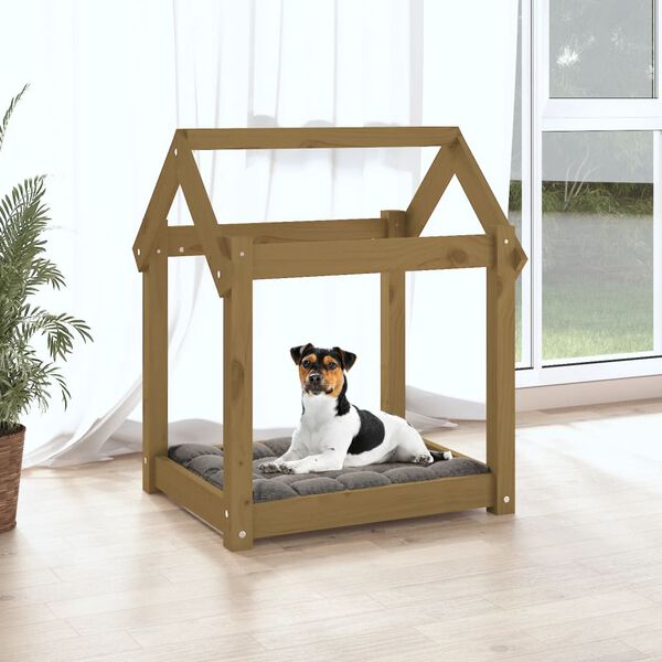vidaXL Cama para perros madera maciza pino marrón miel 61x50x70 cm
